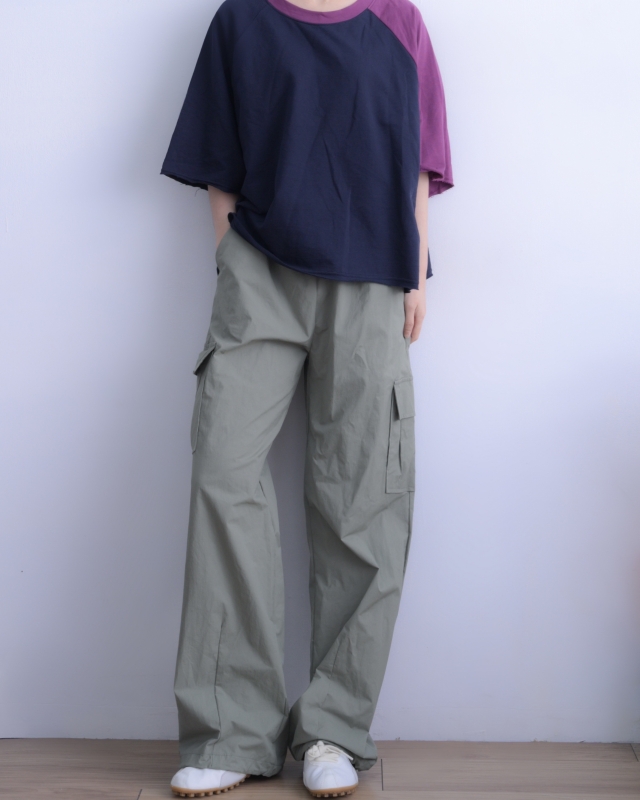 韓 單邊袖配色上衣 3色 size