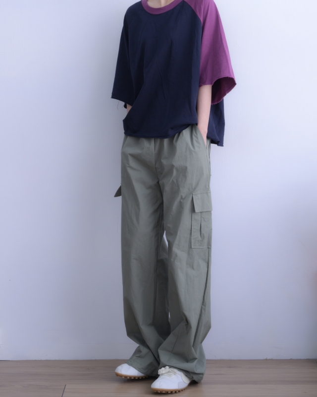 韓 單邊袖配色上衣 3色 size