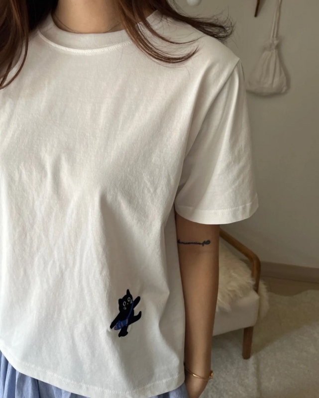 韓 背魚包小黑喵上衣