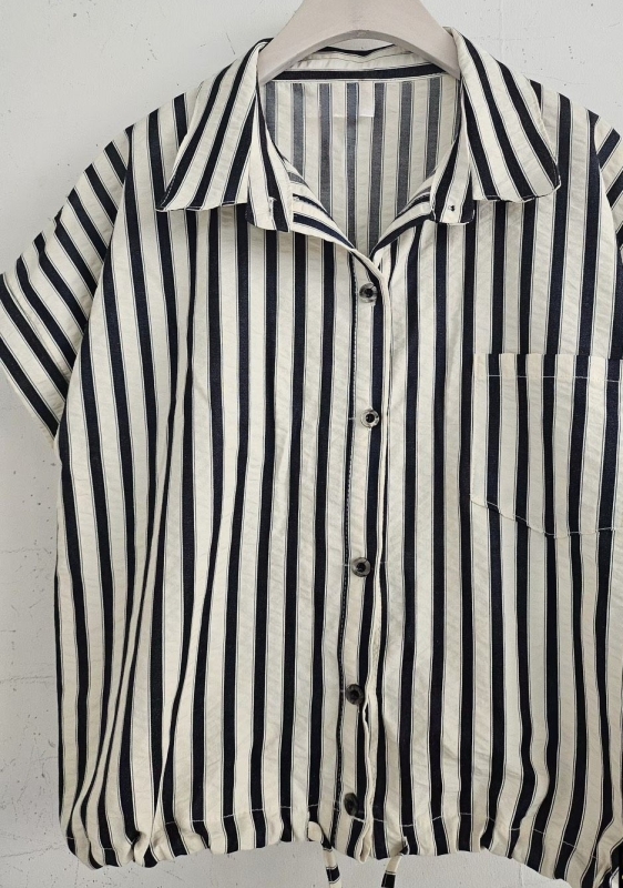 韓 下綁帶直條襯衫 2色 size