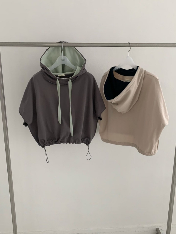 韓 配色連帽上衣 2色