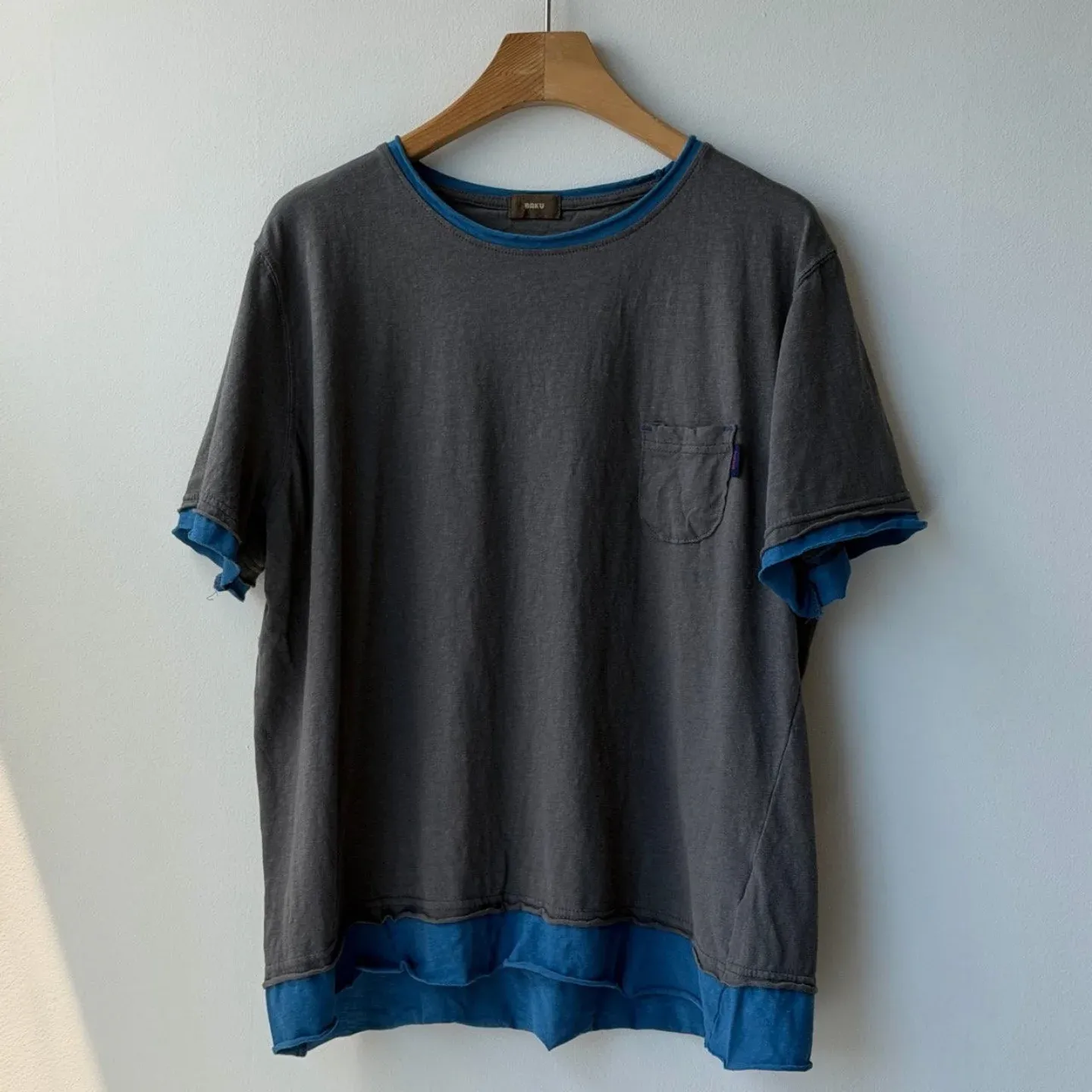 韓 捲邊配色上衣 3色 size