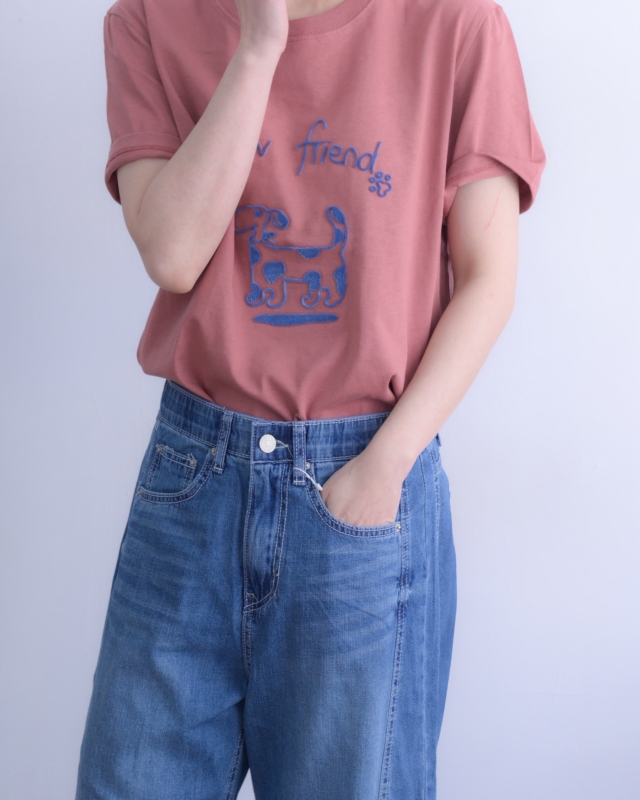 韓 繡線小狗上衣 3色 size