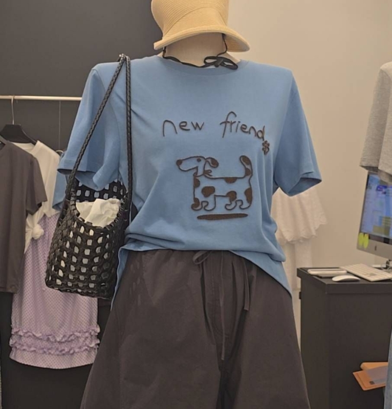 韓 繡線小狗上衣 3色 size