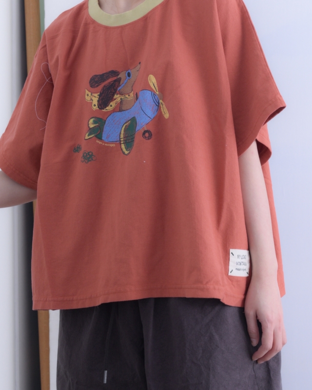 韓 領配色小狗飛機上衣 3色 size