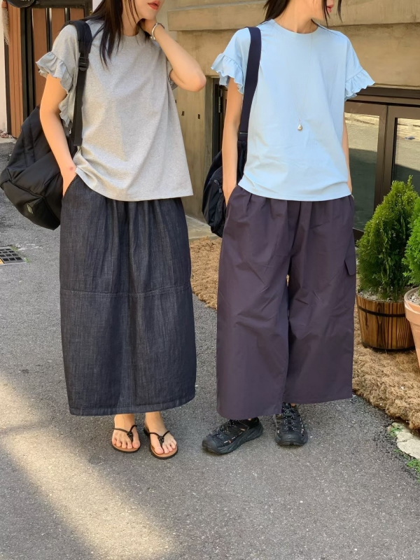 韓 荷葉袖上衣 4色 size
