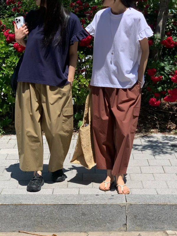 韓 荷葉袖上衣 4色 size
