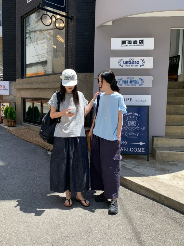 韓 荷葉袖上衣 4色 size
