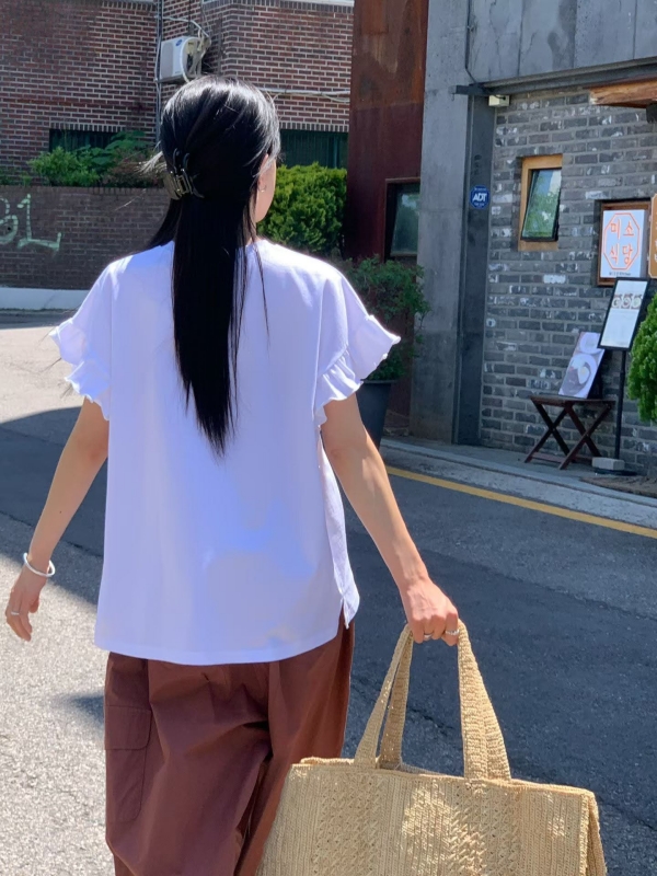 韓 荷葉袖上衣 4色 size