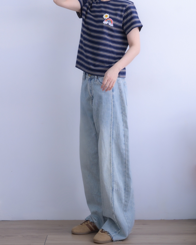 韓 彩虹條文上衣 4色 size