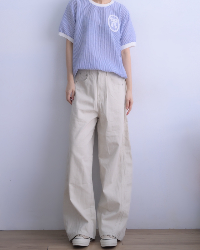 韓 蝴蝶結細條上衣 2色 size