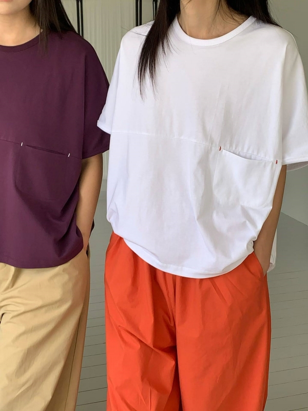 韓 前口袋素色上衣 4色