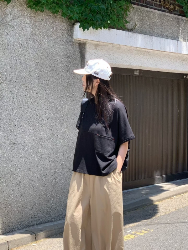 韓 前口袋素色上衣 4色
