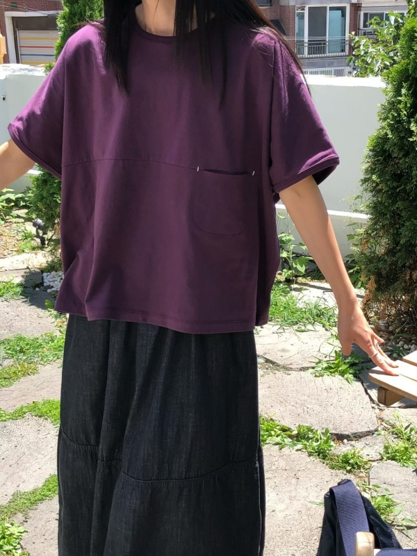 韓 前口袋素色上衣 4色
