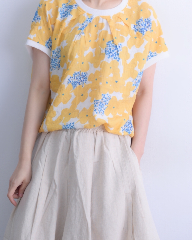 韓 藍小花黃大花上衣 size