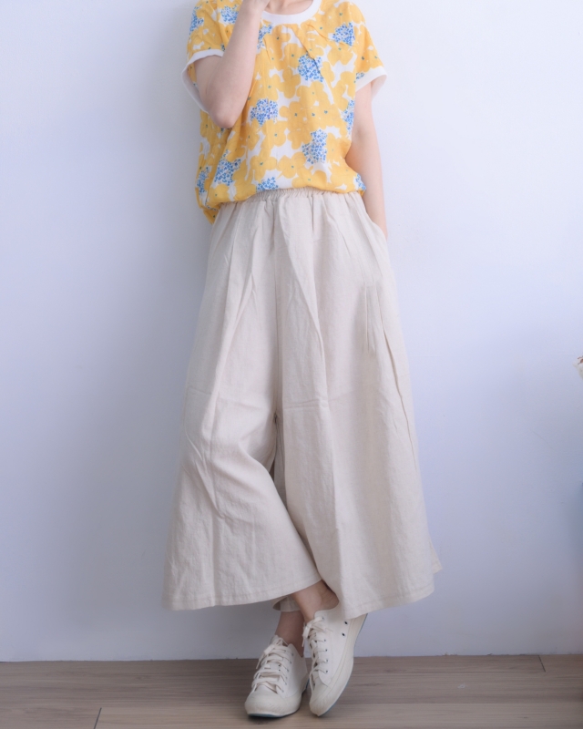 韓 藍小花黃大花上衣 size