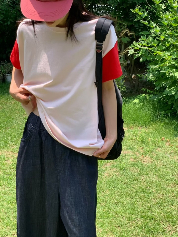 韓 袖配色寬版上衣 3色 size
