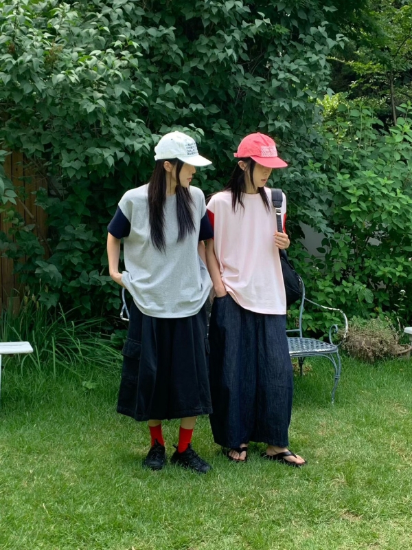 韓 袖配色寬版上衣 3色 size