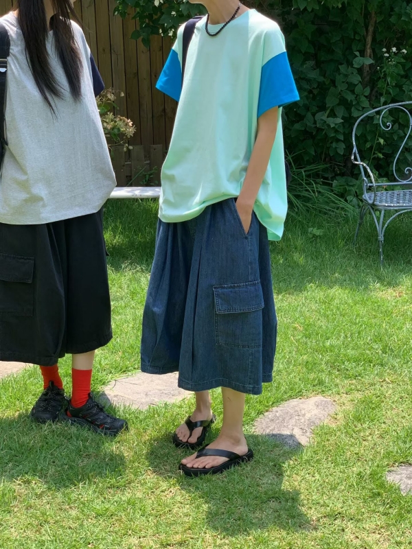 韓 袖配色寬版上衣 3色 size