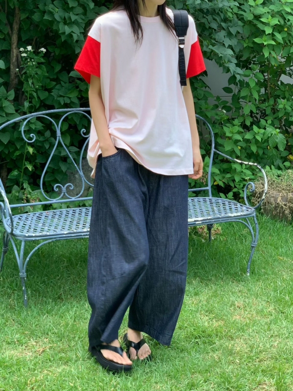 韓 袖配色寬版上衣 3色 size