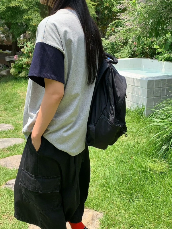 韓 袖配色寬版上衣 3色 size