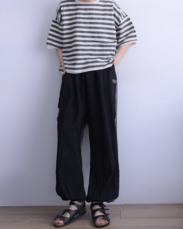 韓 捲邊條文上衣 3色 size