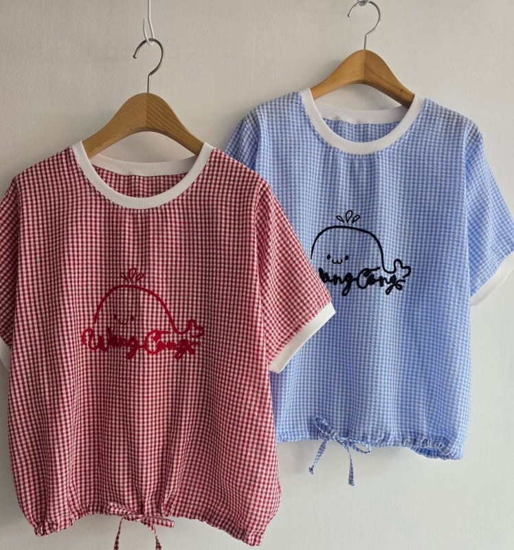 韓 格文鯨魚上衣 2色 size