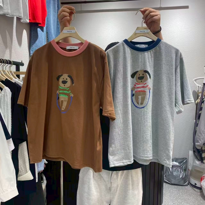 韓 領配色狗狗跳繩上衣 3色