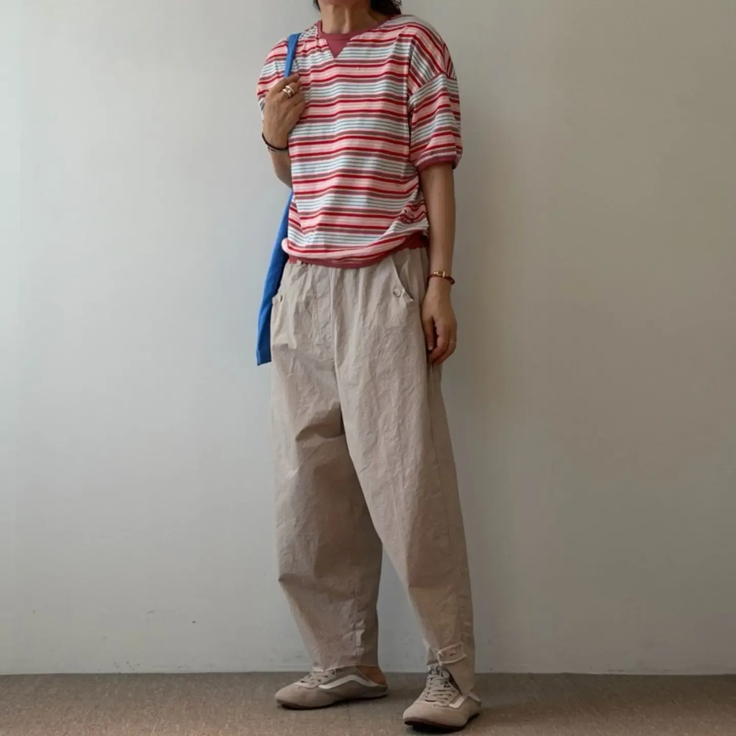 韓 拚色條文小V上衣 3色