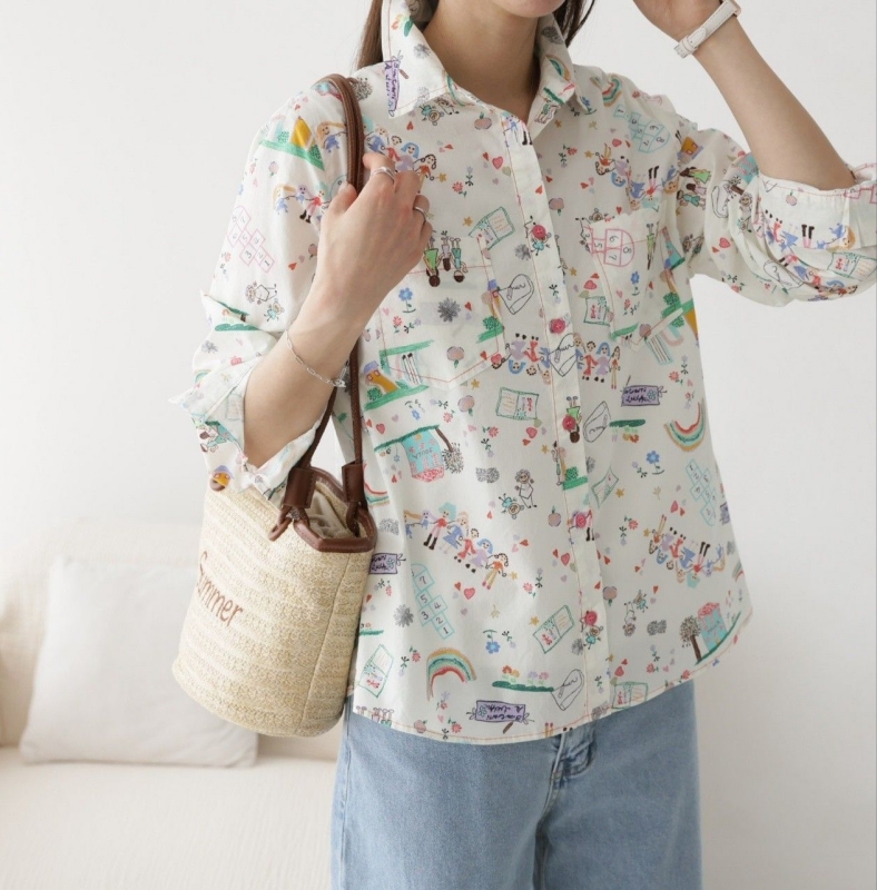 韓 一起玩襯衫 size