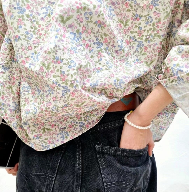 韓 小碎花襯衫