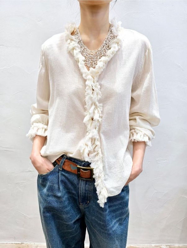 韓 捲捲領上衣 2色