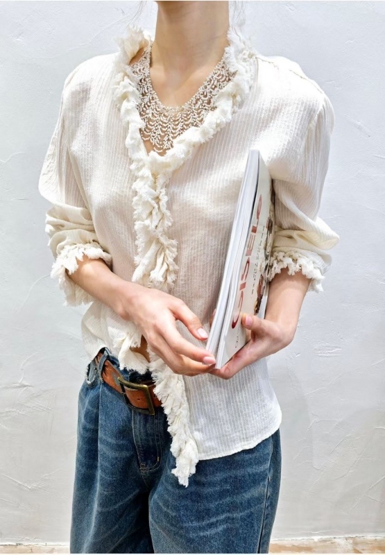 韓 捲捲領上衣 2色