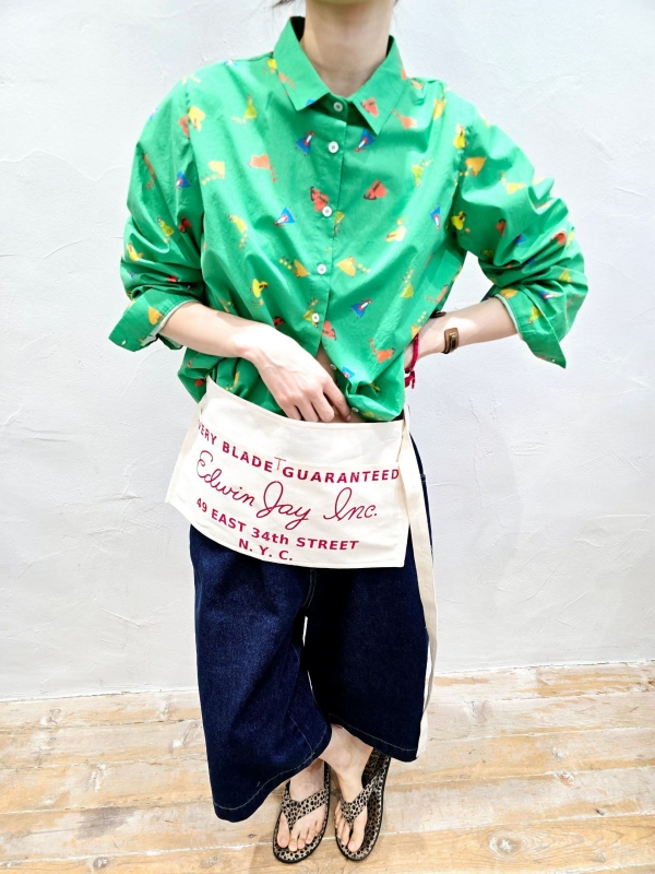 韓 肘拼布小小人襯衫 2色