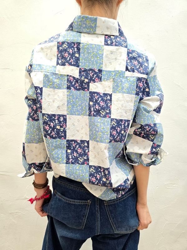 韓 小方格碎花襯衫 2色