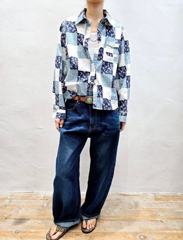 韓 小方格碎花襯衫 2色