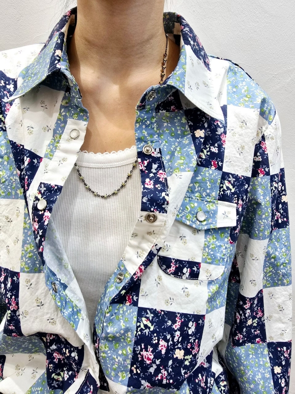 韓 小方格碎花襯衫 2色