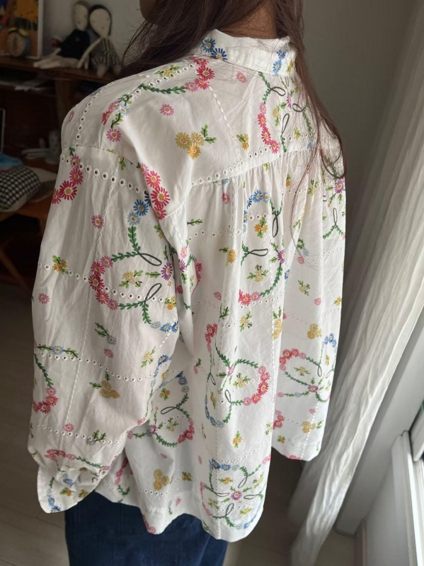 韓 繽紛小花襯衫 2色