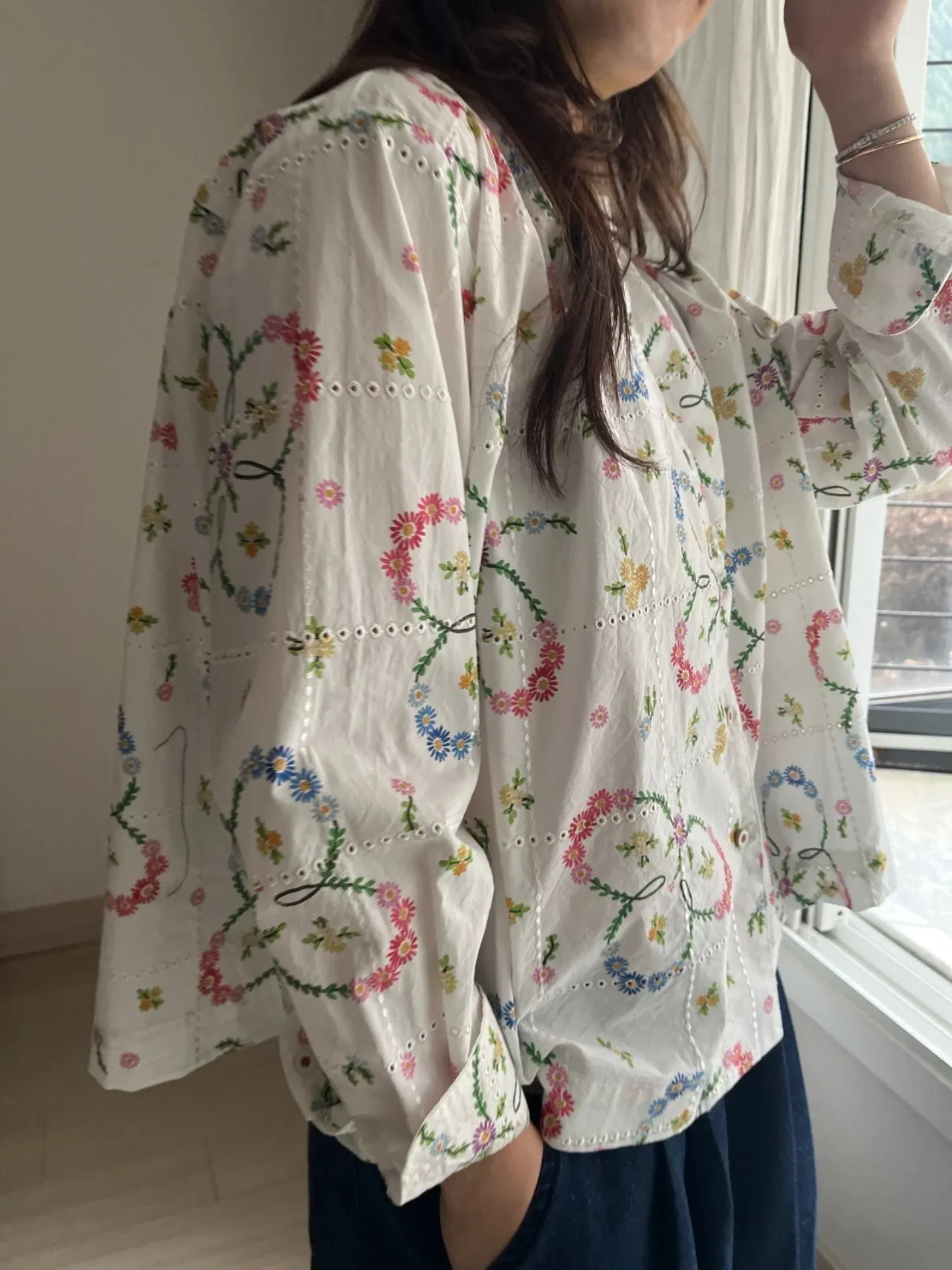 韓 繽紛小花襯衫 2色