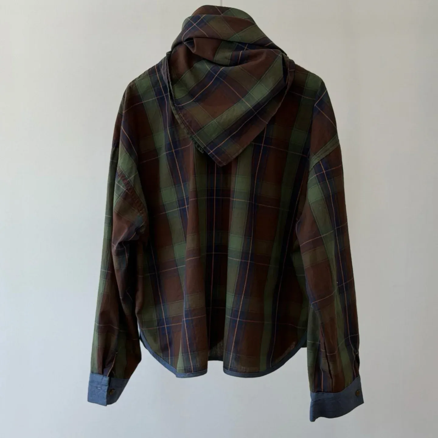 韓 滾邊配色格文襯衫 3色