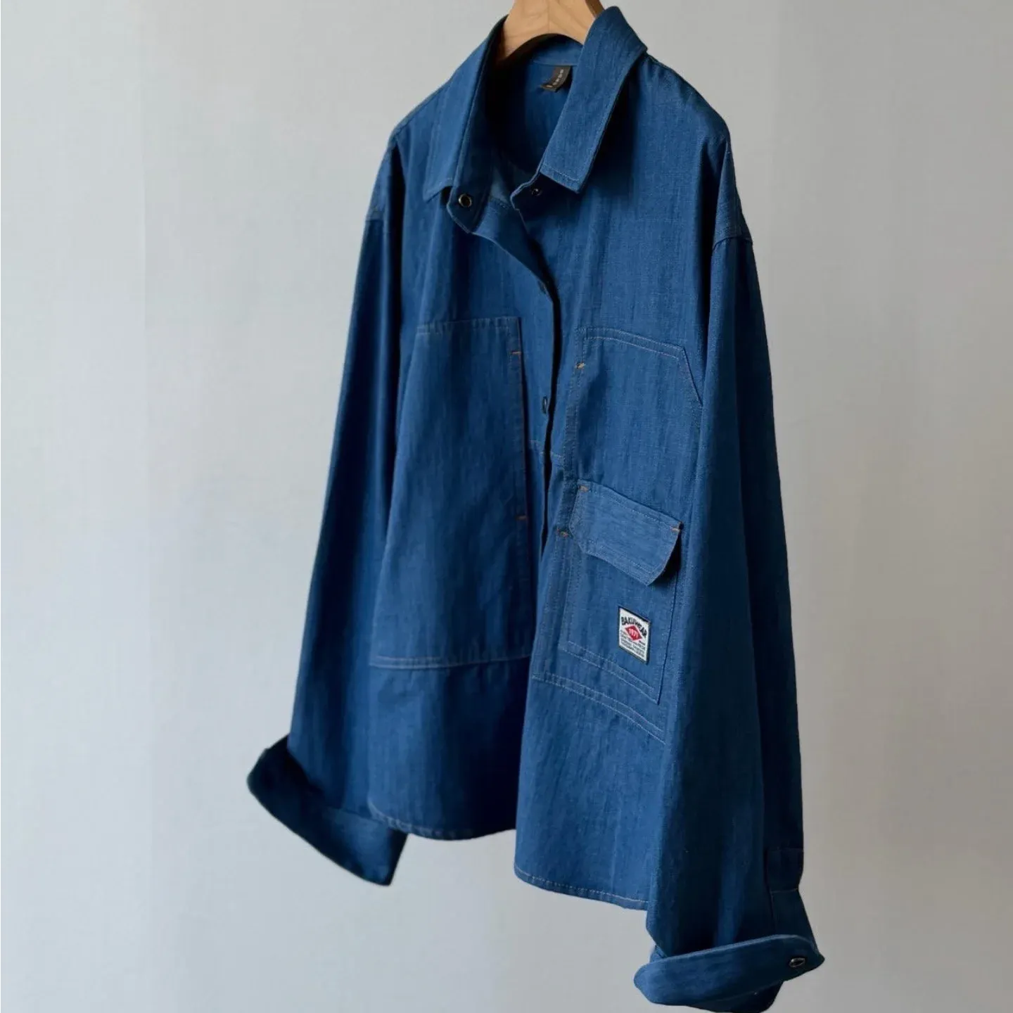 韓 小標牛仔襯衫 2色