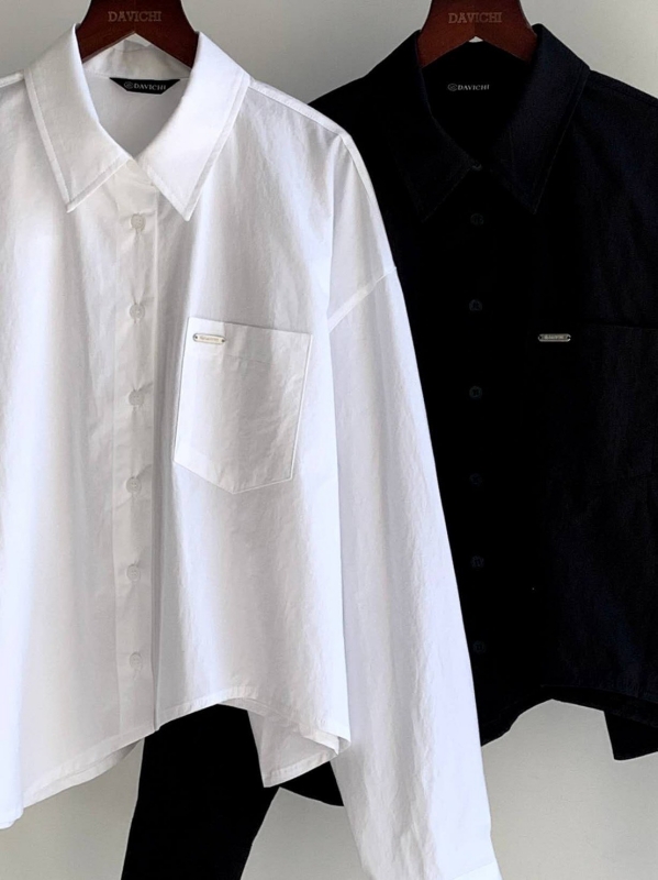 韓 不規則下擺襯衫 2色