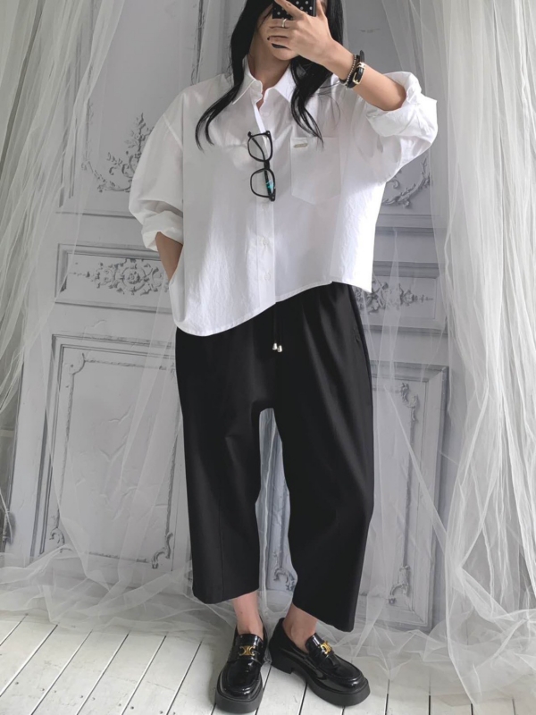 韓 不規則下擺襯衫 2色