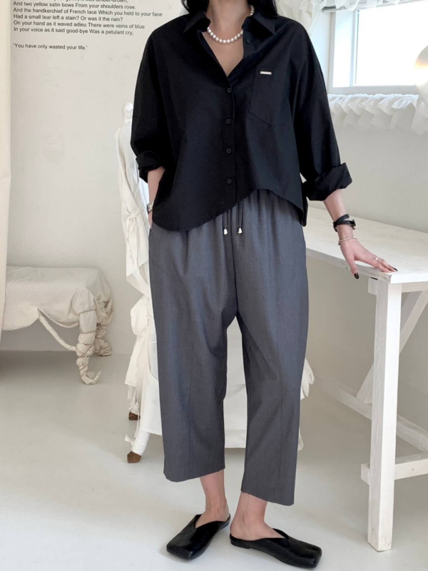 韓 不規則下擺襯衫 2色