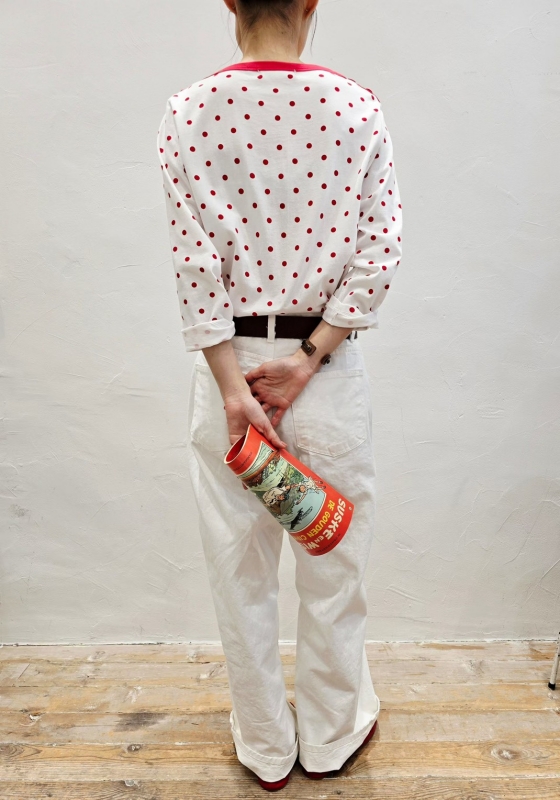 韓 領配色小點點上衣 2色