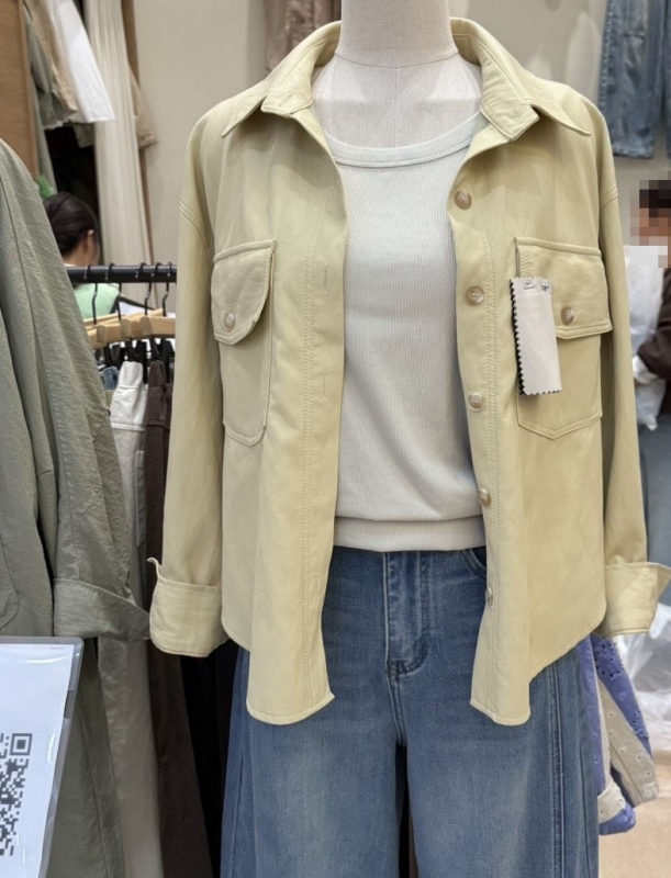 韓 仿皮襯衫 size