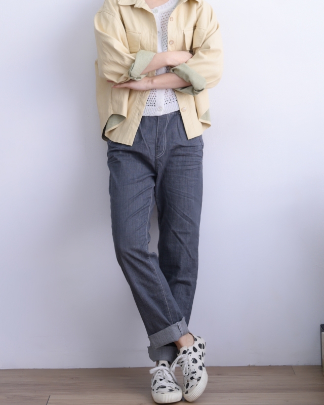 韓 仿皮襯衫 size