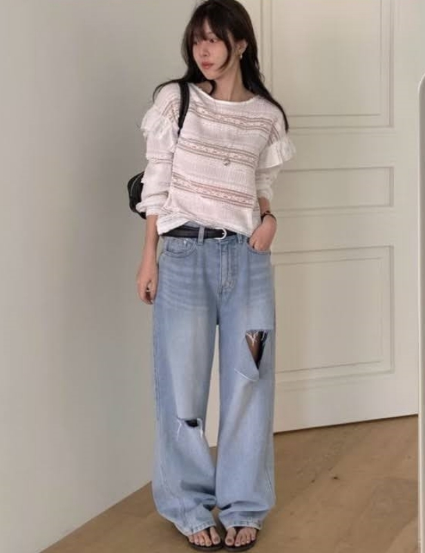 韓 波浪袖上衣 3色