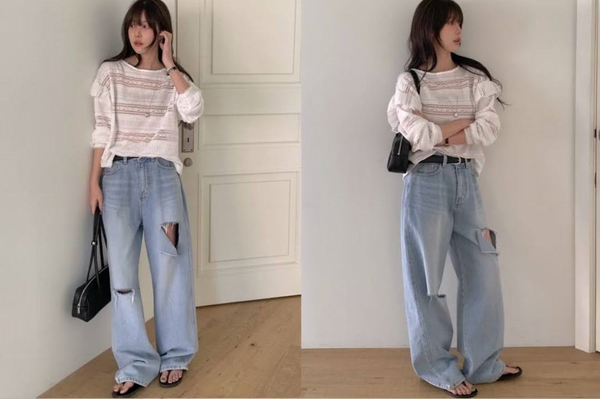 韓 波浪袖上衣 3色