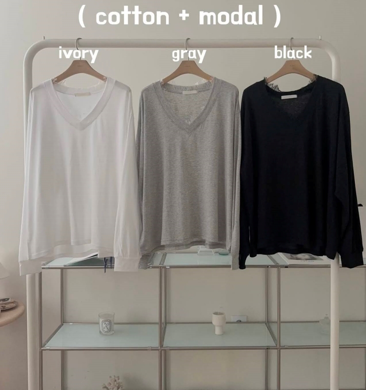 韓 V領織花上衣 3色